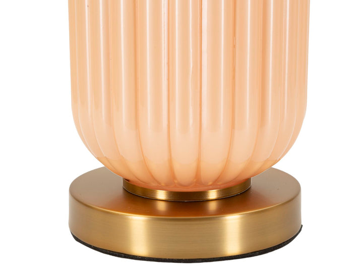 Glam bordlampe i guldfarve, glas, metal og stof – 35x64 cm