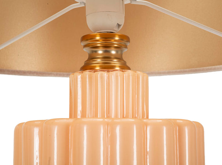 Glam bordlampe i guldfarve, glas,  metal og stof – 40x5 69x5 cm