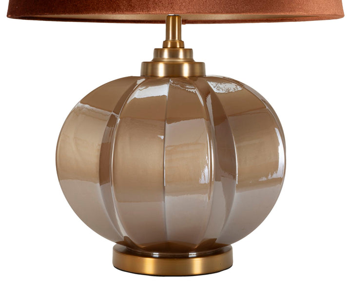 Glam bordlampe i guldfarve, glas, metal og stof – 40x5x57 cm