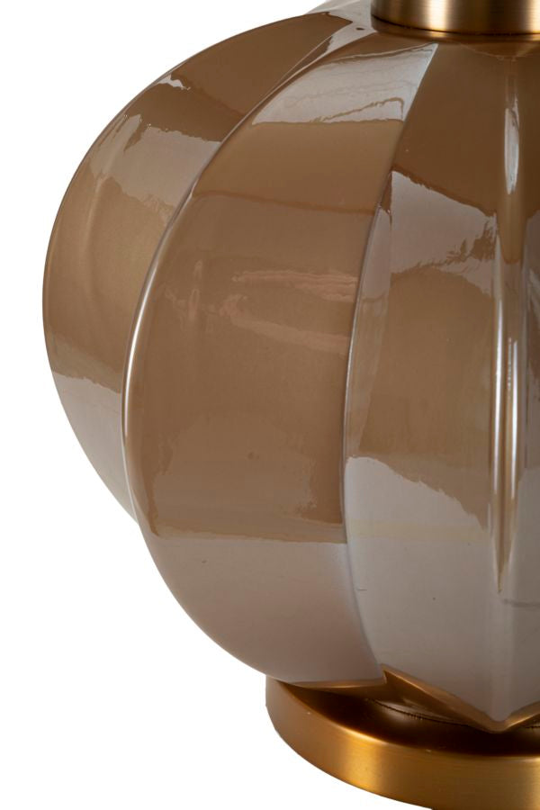 Glam bordlampe i guldfarve, glas, metal og stof – 40x5x57 cm