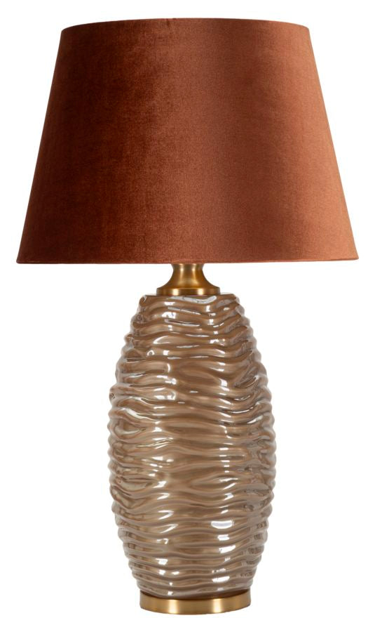 Glam bordlampe i guldfarve, glas, metal og stof – 45x5x79 cm
