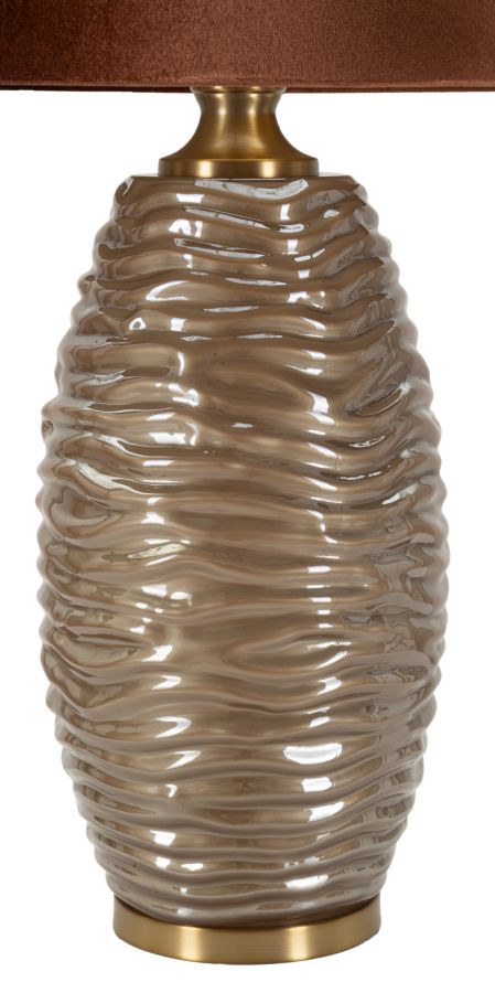 Glam bordlampe i guldfarve, glas, metal og stof – 45x5x79 cm