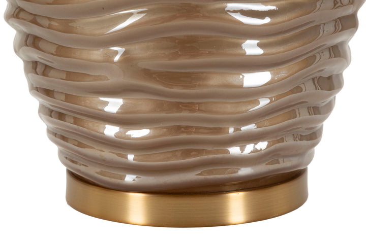 Glam bordlampe i guldfarve, glas, metal og stof – 45x5x79 cm