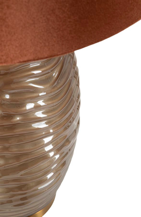 Glam bordlampe i guldfarve, glas, metal og stof – 45x5x79 cm