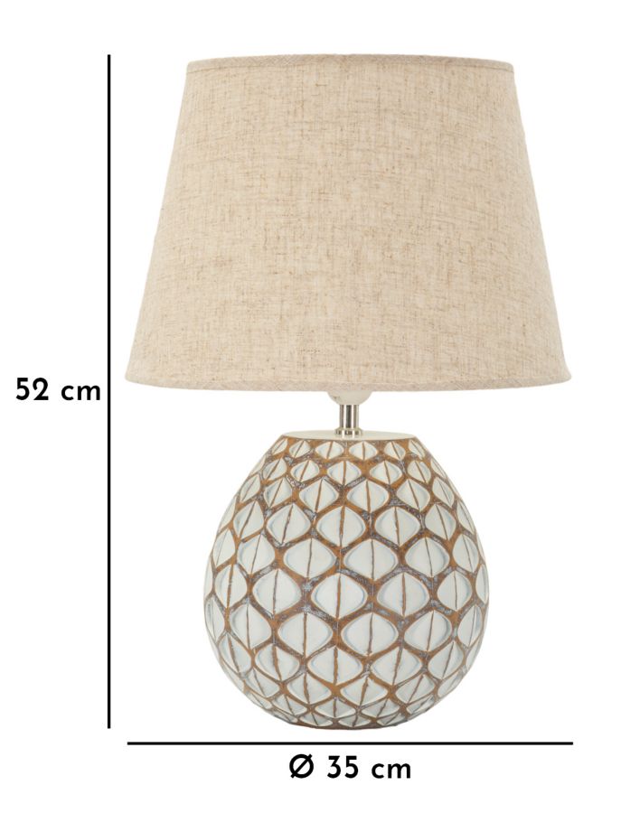 Bord i hvid af polyresin, jern og stof – 35x52 cm