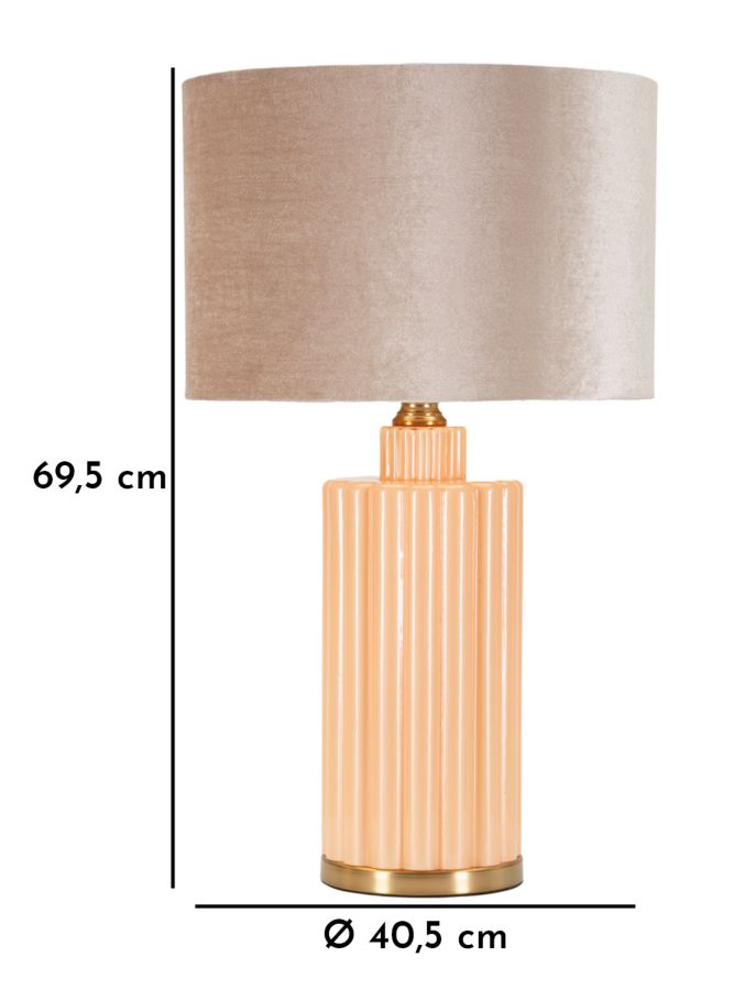 Glam bordlampe i guldfarve, glas,  metal og stof – 40x5 69x5 cm