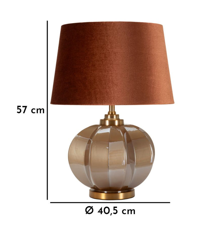 Glam bordlampe i guldfarve, glas, metal og stof – 40x5x57 cm