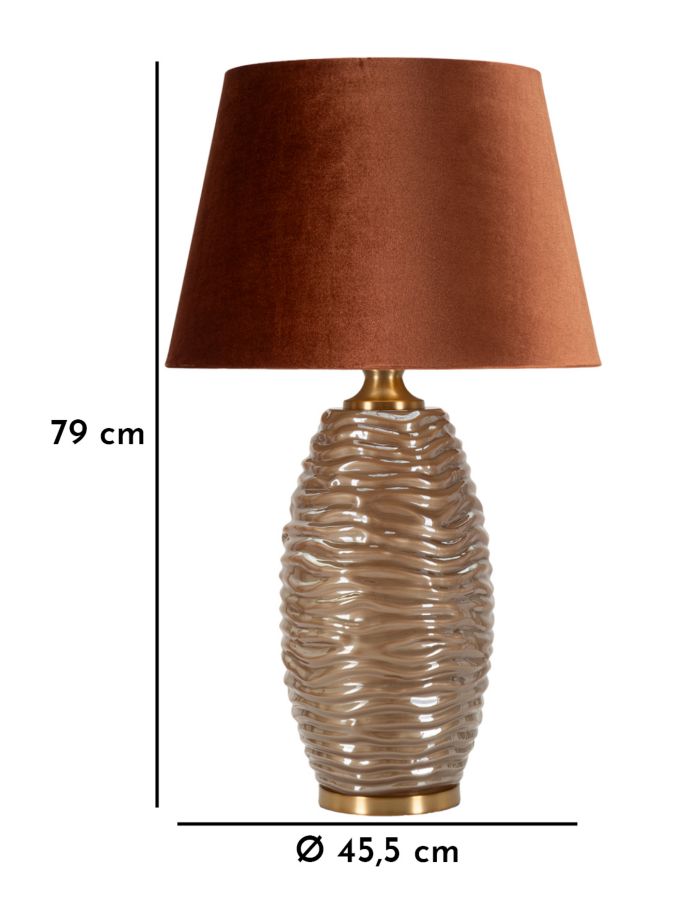 Glam bordlampe i guldfarve, glas, metal og stof – 45x5x79 cm