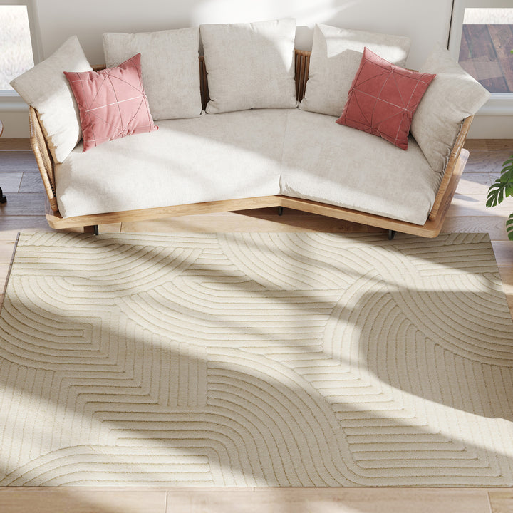 Maskinvævet tæppe, 15 mm højt, alsidigt, skridsikkert, cremehvidt