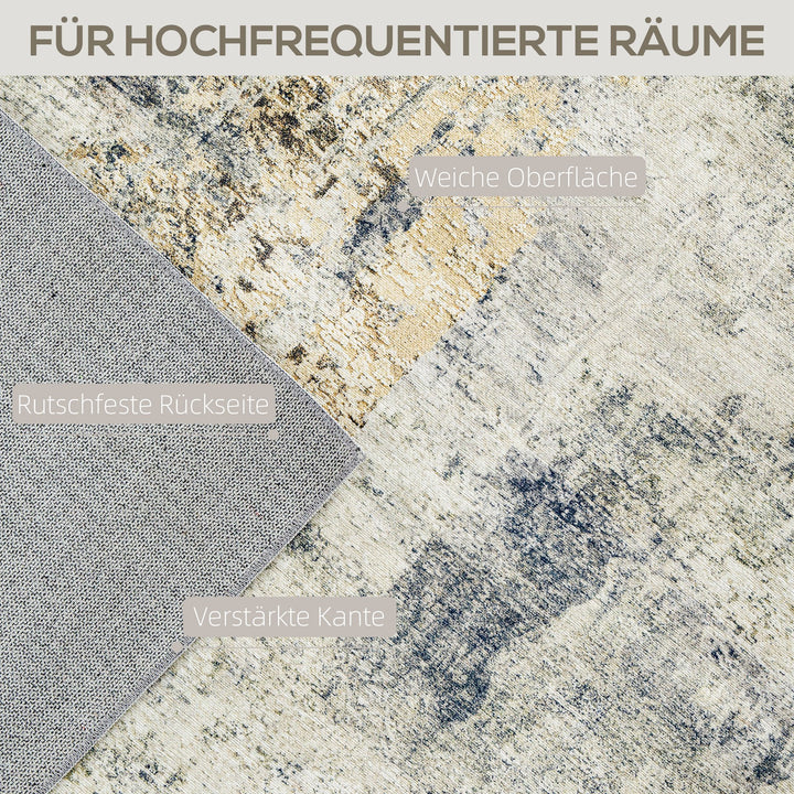 Stuetæppe, polyester, moderne kunstnerisk mønster, vaskbar, grå