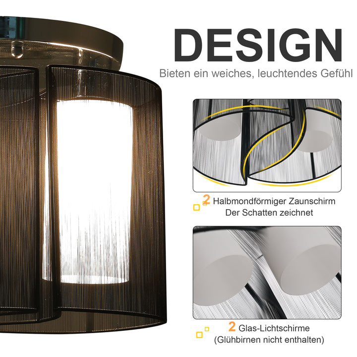 Loftlampe med 2 pærer e27 badeværelseslampe moderne køkkenlampe lampe til soveværelse, badeværelse, køkken, stue hvid ø47,5 x 33 cm (uden pærer)