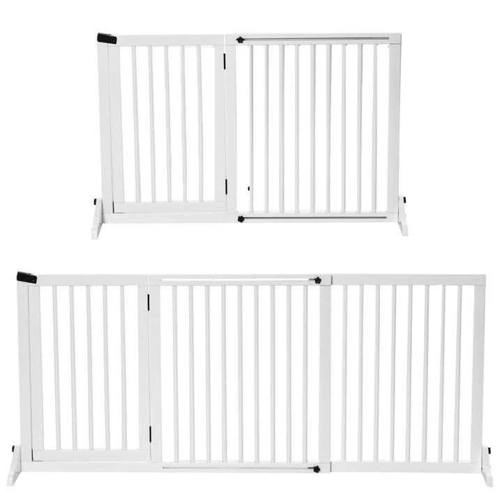 Hundegitter dør sikkerhedsgitter træsikkerhedsgitter fritstående hundegitter med dør hundebarrier konfigurationsgitter til pejs og komfur hvid 113-166 x 36 x 71 cm