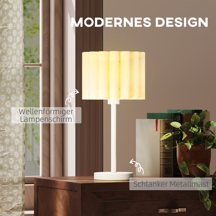 Bordlampe i retrostil, natlampe, plastikskærm, knapkontakt, hvid