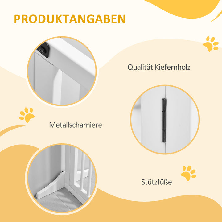 Hundegitter dør sikkerhedsgitter træsikkerhedsgitter fritstående hundegitter med dør hundebarrier konfigurationsgitter til pejs og komfur hvid 113-166 x 36 x 71 cm