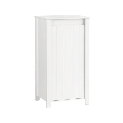 Badeværelsesskab med skjult vasketøjskurv, 45 x 35 x 85,5 cm, hvid