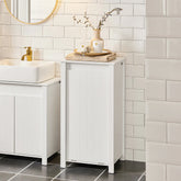 Badeværelsesskab med skjult vasketøjskurv, 45 x 35 x 85,5 cm, hvid