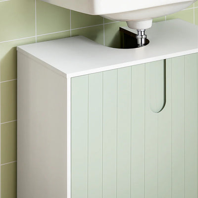 Stilfuldt underskab til håndvask i trendy grøn farve - Opbevar alt fra håndklæder til rengøringsmidler