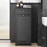 Badeværelsesskab med indbygget vasketøjskurv, grå