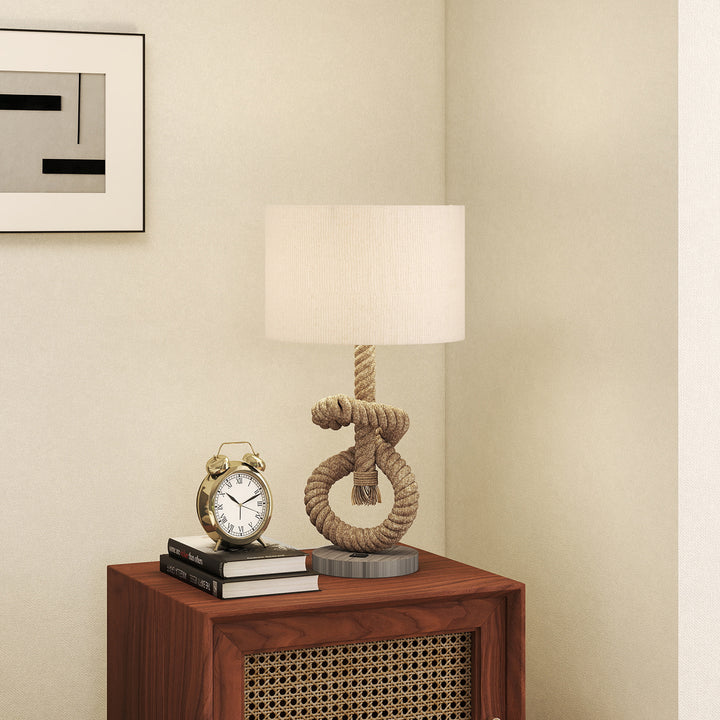 Nautisk bordlampe med usb-opladeport, varm, rebdekoration, 30x30x55 cm