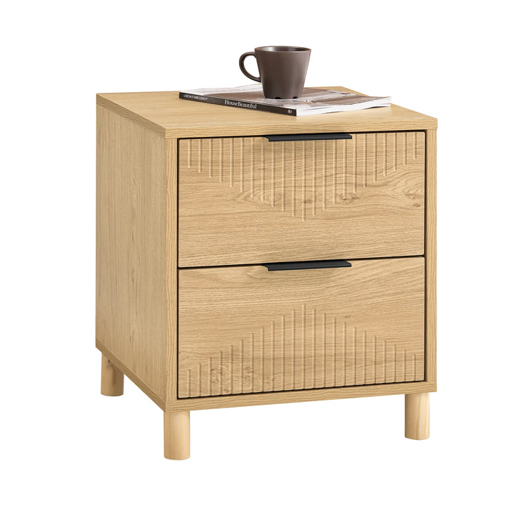 Elegant og pladsbesparende sengebord i naturtræ, B40 x D42 x H47 cm