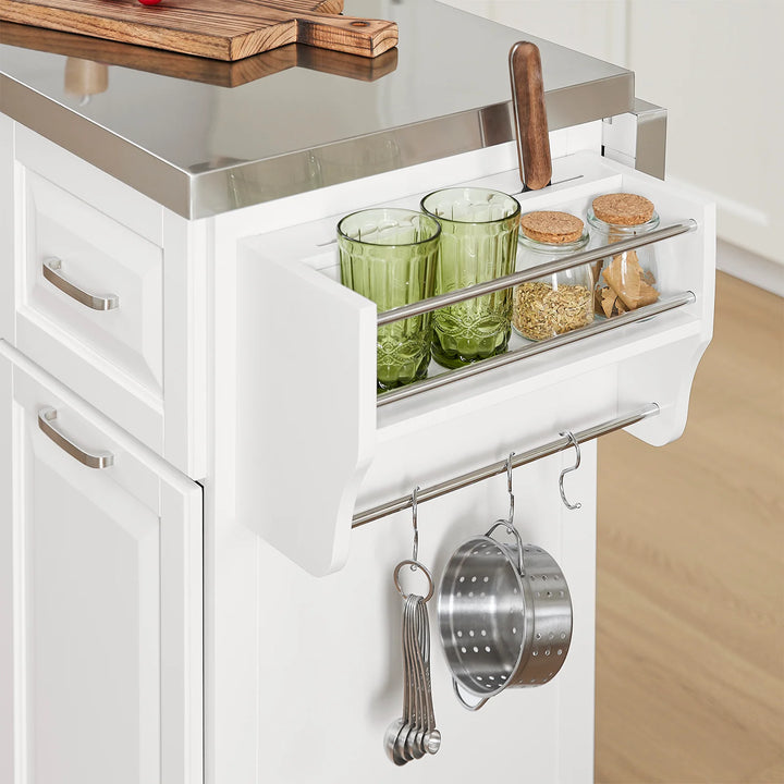 Få mere plads i køkkenet med denne fleksible køkkenø i hvid, B130 x D46-71 x H91 cm