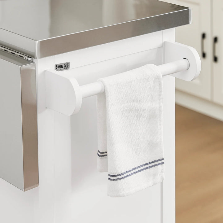 Få mere plads i køkkenet med denne fleksible køkkenø i hvid, B130 x D46-71 x H91 cm