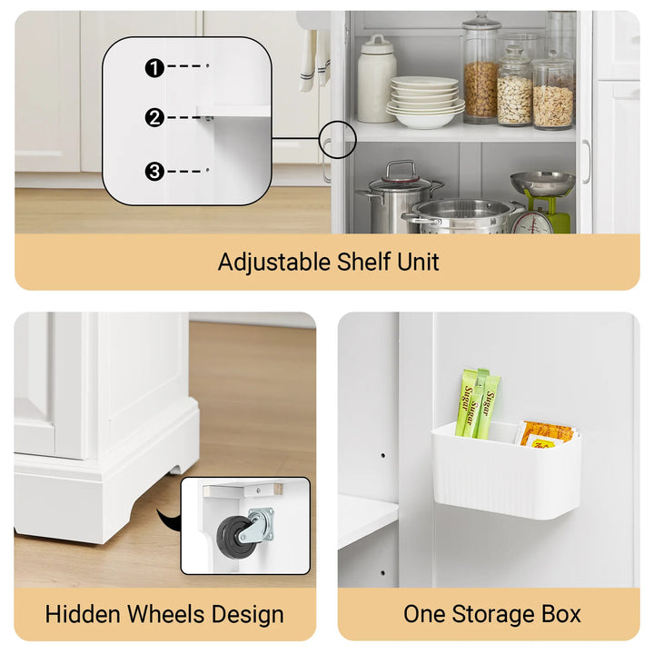 Få mere plads i køkkenet med denne fleksible køkkenø i hvid, B130 x D46-71 x H91 cm