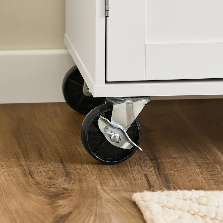 Den rullende køkkenø: mobil arbejdsstation med skuffe til indendørs/udendørs brug, B99 x D40 x H85 cm, hvid