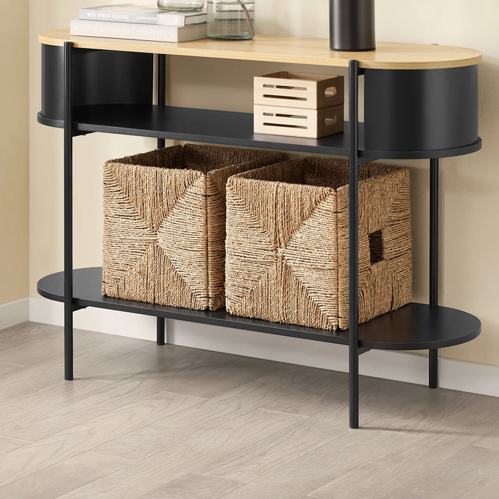 Elegant konsolbord i industrielt design (110 x 39 x 76 cm) i sort