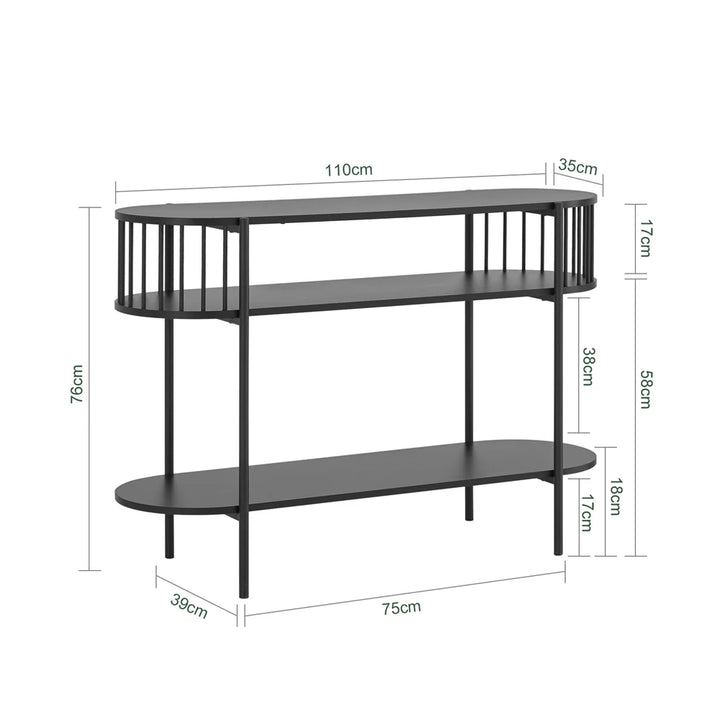 Moderne konsolbord / entrébord med hylde, 110x35x76 cm, sort