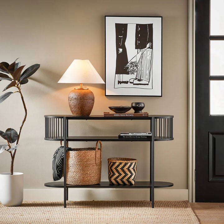 Moderne konsolbord / entrébord med hylde, 110x35x76 cm, sort