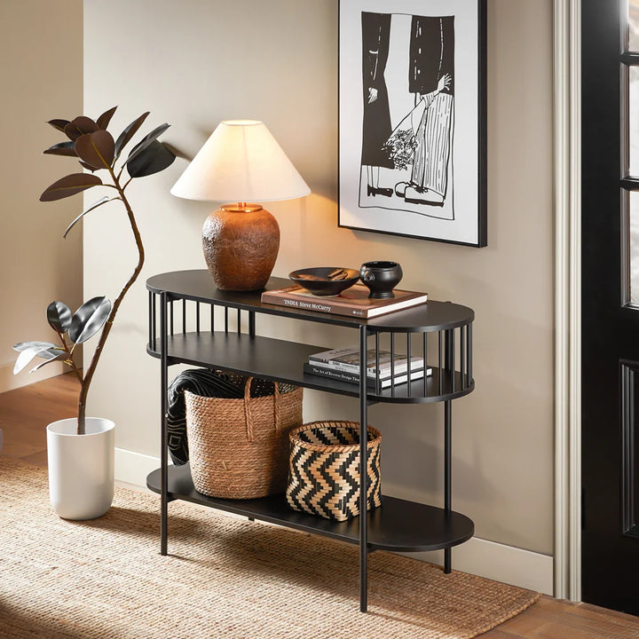 Moderne konsolbord / entrébord med hylde, 110x35x76 cm, sort