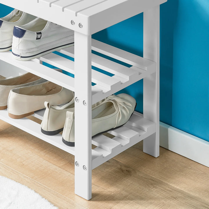 Skobænk i bæredygtigt bambustræ, 50 x 29 x 45 cm, hvid