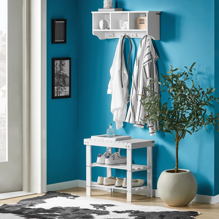 Skobænk i bæredygtigt bambustræ, 50 x 29 x 45 cm, hvid