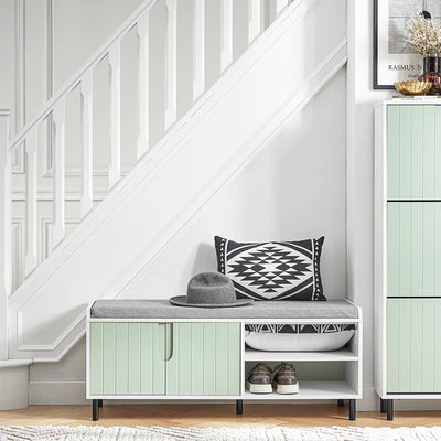 Stilfuld og trendy skobænk - Et elegant møbel til din entré, hvid og grøn