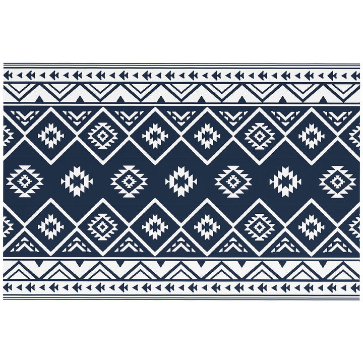 Udendørs tæppe terrassetæppe vejrbestandigt moderne design 182 cm x 274 cm x 0,3 cm sort + hvid