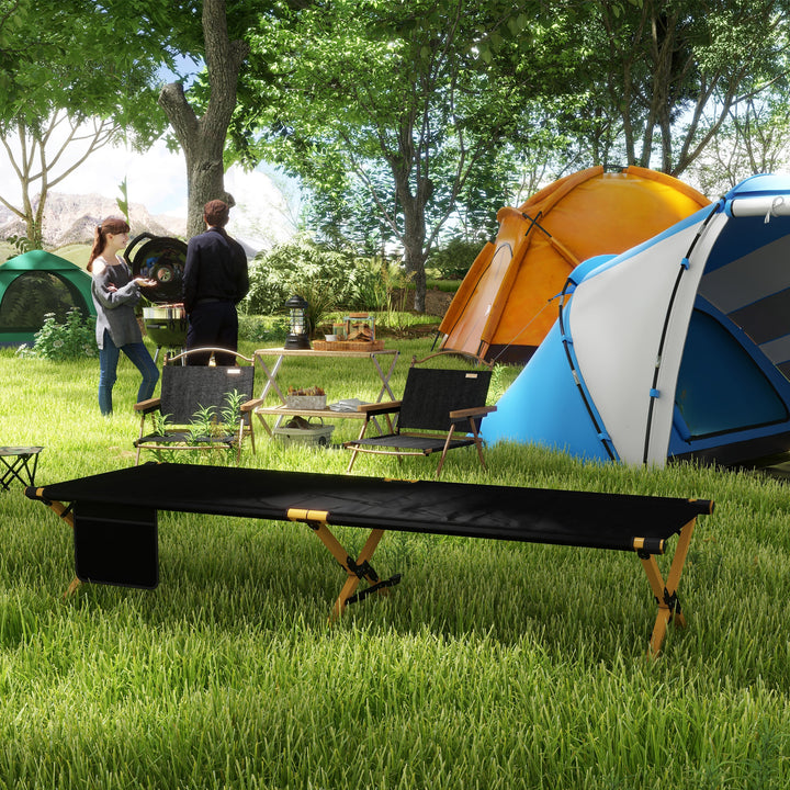 Sammenklappelig feltseng med bæretaske 196 x 64 x 45 cm gæsteseng op til 200 kg til udendørs campingrejser