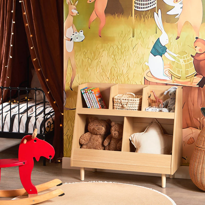 Bogreol til børneværelset, 37x78x87 cm, naturfarvet