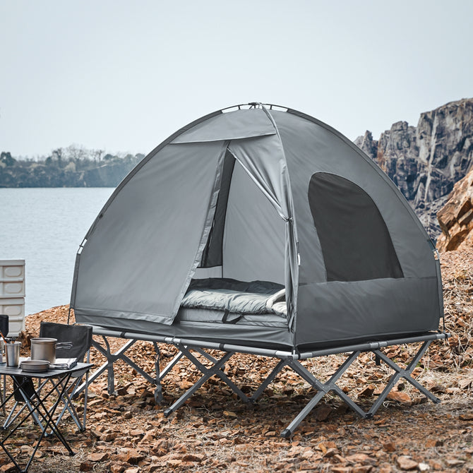 4-i-1 teltseng, komfort og bekvemmelighed til dine eventyr, 193x145x185cm, grå