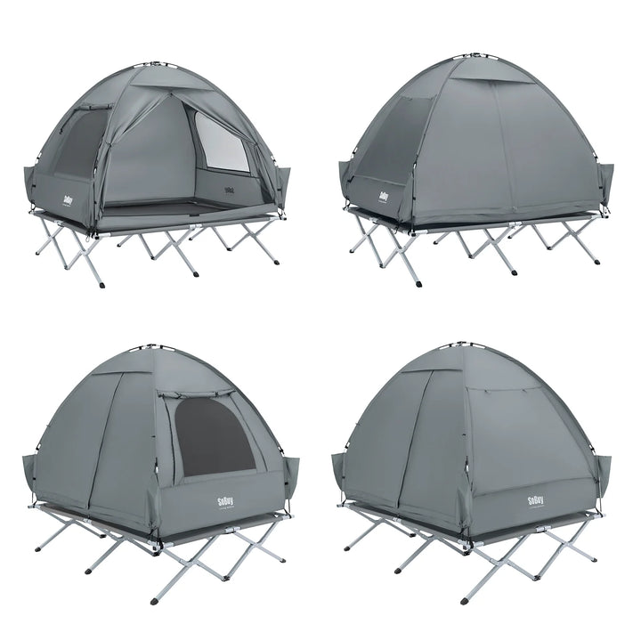 4-i-1 teltseng, komfort og bekvemmelighed til dine eventyr, 193x145x185cm, grå