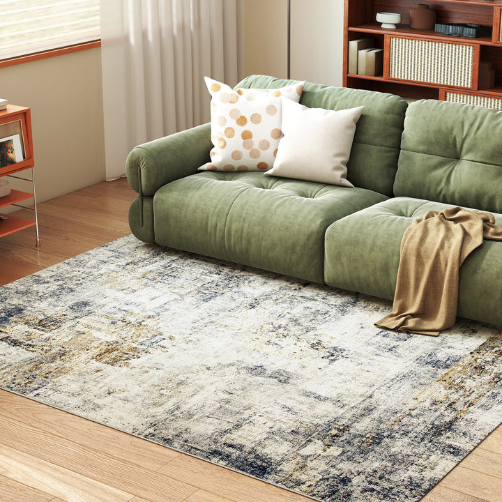 Stuetæppe, polyester, moderne kunstnerisk mønster, vaskbar, grå