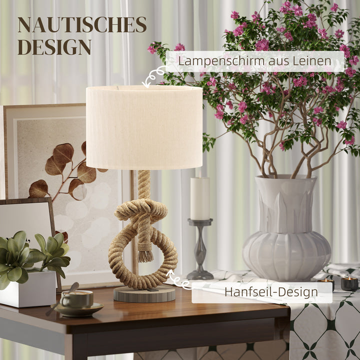 Nautisk bordlampe med usb-opladeport, varm, rebdekoration, 30x30x55 cm