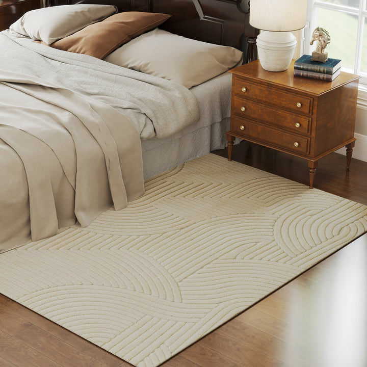 Maskinvævet tæppe, 15 mm højt, alsidigt, skridsikkert, cremehvidt