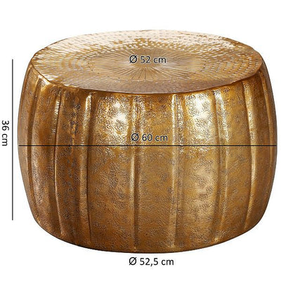 Sofabord, 60x36x60 cm, orientalsk, aluminium, guldfarvet