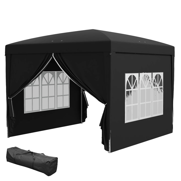 3 X 3 m pavillon med 4 sidevægge, vindue, partytelt med uv-beskyttelse, havetelt inklusive bæretaske, stål, sort