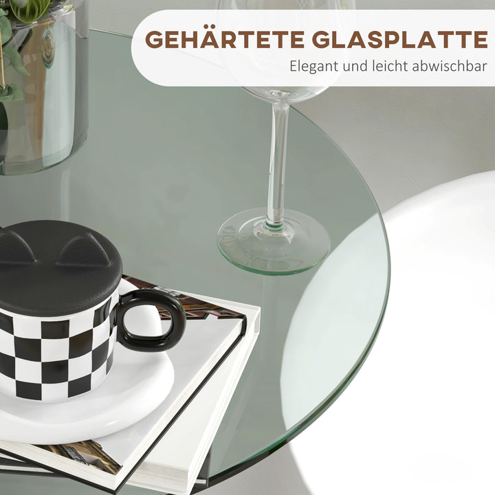 Barbord, rundt bord, hærdet glasplade, moderne design, 60 x 60 x 102 cm, sølv