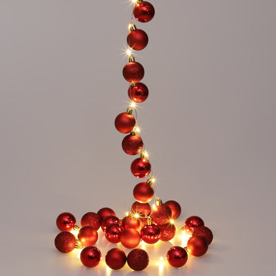 LED lyskæde med Røde julekugler - 2m