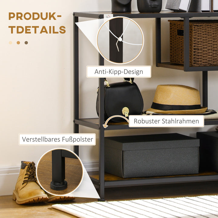 Hylde, konsolbord, industrielt design, 4 hylder, stålstel, 99,6 x 33,6 x 74 cm