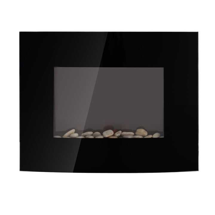 Elektrisk pejs med varmelegeme, elektrisk pejs med 3d flammeeffekt, 7 flammefarver, 900/1800 w, vægmonteret pejs med timer, dekorativ pejs med fjernbetjening, sort, 65 cm