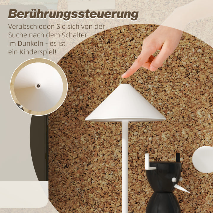 Led-bordlampe med usb-kabel, berøringsafbryder, metal, genopladelig, hvid